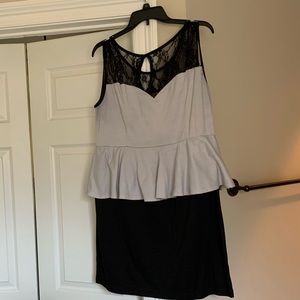 Black and white peplum dress